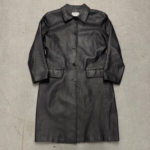 bagatelle Black Leather Long Women’s Trench Coat Size M